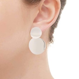Legitta Women's Circle Statement Earrings with Round Pendant Disc Stud Earrings Gift Jewellery, Metal