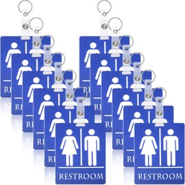 Unisex Restroom Pass Keychains Bathroom Pass Key Tag Bathroom Tag with Key Holder Keychain for Women Men Classroom Students(12 Pieces)