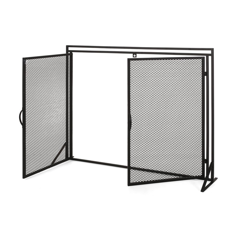 Roomfitters Durable Fireplace Screen with Mesh Double Doors, Freestanding Design