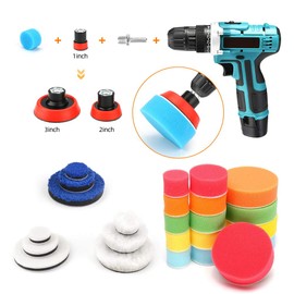 BestCool Polierschwamm für Auto, 29pcs Polierpad Set Wolle Polierset Polierteller für Poliermaschine Polierauflage Bohrmaschine Bohrer mit 2 Stück M14 Bohradaptern zum Polieren, Schleifen, Wachsen