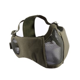 OneTigris Airsoft Mask Foldable Half Mesh Face Mask Face Protection with Ear Protection (Army Green)