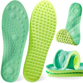 4D Cloud Soles Insoles for Men and Women,Soft Shock Absorption Massage Insoles -Comfort Sports Shoe Inserts Arch Support Insoles, Work Boot Shoe Insole (Green, M Men 8~9 /Women 9.5)