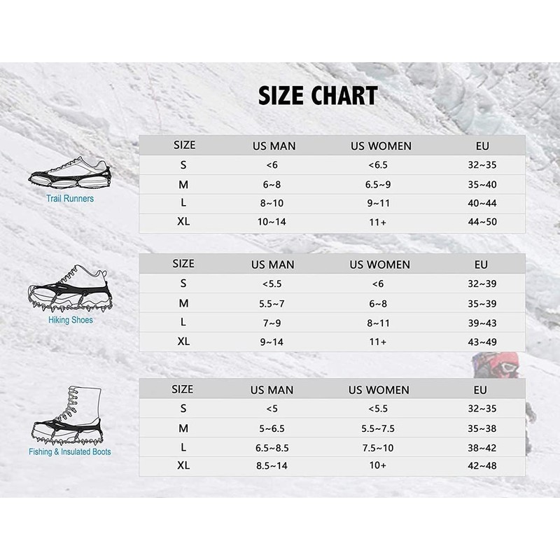 Unigear Mountain Shoe Crampons, Ice Spikes, Snow Chains, Stainless Steel