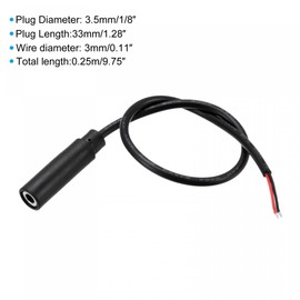 sourcing map 3.5mm Female Jack to Bare Wire Open End TS 2 Pole Mono 1/8" Connector Audio Cable 0.25m, Pack of 4