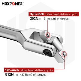 MAXPOWER Quick Speed Breaker Bar, 1/2" and 3/8" Dual Drive Speeder Handle and 3PCS Socket Extension Bar 1/4" 3/8" 1/2"