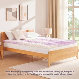 BDEUS 4 inch Mattress Topper, Cooling Gel Memory Foam Zoned Support Bed Topper for Pressure Relief, Twin-XL