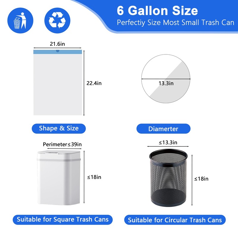 6 Gallon Trash Bags Drawstring, 360 Count -1.2 Mil Medium