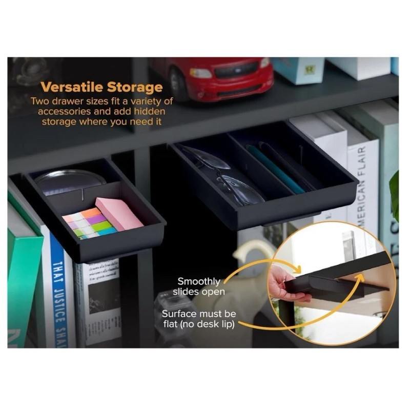 Konnect Under Desk Drawer, Self-Adhesive Slide Out Storage Organizer wi