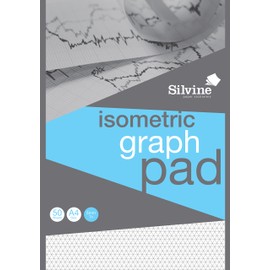 Silvine A4 Professional Graph Pad. 50 Sheets of Quality 90gsm Paper, Printed Isometric Grid