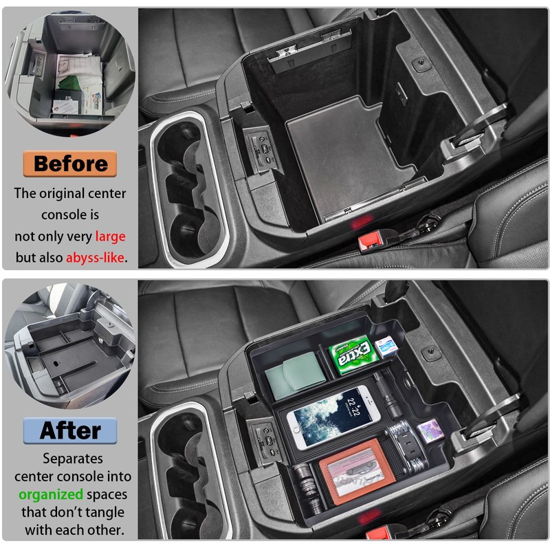 RUNROAD Center Console Organizer Tray Compatible with 2019-2022 Chevy Silverado