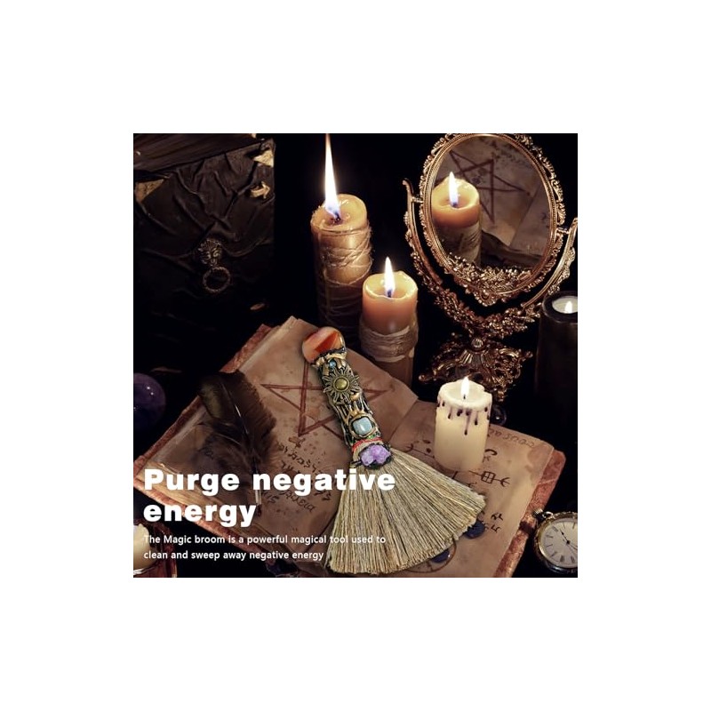 Xuoxeji Xuoxeji Crystal Witch Wiccan Altar Broom,Witchcraft Witches Pagan Altar