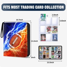 LOMONEH Football Card Binder 9 Pocket Fits 900 Cards, Trading Card Binder Album Display Holder with 50 Removable Sleeves for Hockey,Basketball,Baseball,Sports,Yugioh,MTG,TCG,Games Trading Cards