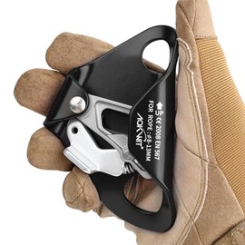 Chest Ascender Tree Climbing Gear Rope Grab High Strength Aluminum Alloy Rappelling Equipment CE Certified for Rock Climbing Rescue Aerial Work Mountaineering Caving Arborist Work 8-13mm Ropes (Black)