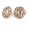 Clear Crystal Wreath Clip On Earrings In Gold Tone -