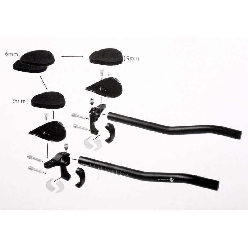 M-Wave Aero Triathlon Lightweight Aluminium Padded Handlebar Attachment for Handlebar