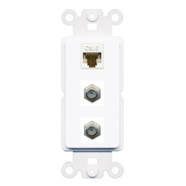 Wall Plate City [3 Ports] CAT6 2 COAX Rocker Wall Plate White