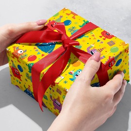 Jillson Roberts Birthday Gift Wrap, Party Monsters, Quarter Ream 208 feet x 24 inches
