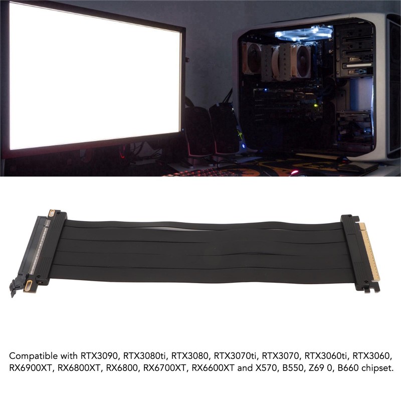 PCIE 4.0 X16 Extender 180 Degree 26GB/s 11.8 Inch Shielded