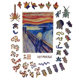 Wooden Puzzle for Adults - Uniquely Shaped Pieces - Made in The USA by FoxSmartBox - 210 Pieces - The Scream