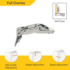 Brixwell QIFE-002 Concealed Hinge Grass Tiomos 155 Degree Opening Angle Full Overlay with Automatic Closing Spring Functionality Nickel Plated