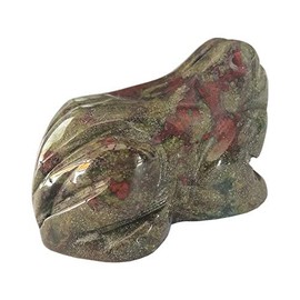 Manekieko Natural Dragon Blood Jasper Frog Crystals and Healing Stone Figurines,38mm Hand Carved Pocket Animal Room Decor Gemstone