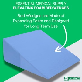 Essential Medical Supply Elevating Foam Bed Wedge Pillow for Sleeping, Resting and Reading in Bed with Firm Support for Acid Reflux and Heartburn Relief, 7.5 Inch Elevation, Blue