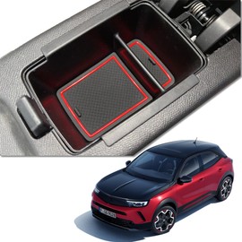 【4 Farben】MEDZUK Kompatibel mit Opel Mokka B 2020-2023 2024 Auto Mittelkonsole Aufbewahrungsbox Armlehnen Organizer Tray Zubehör mit Rutschfester Matte (Rot)