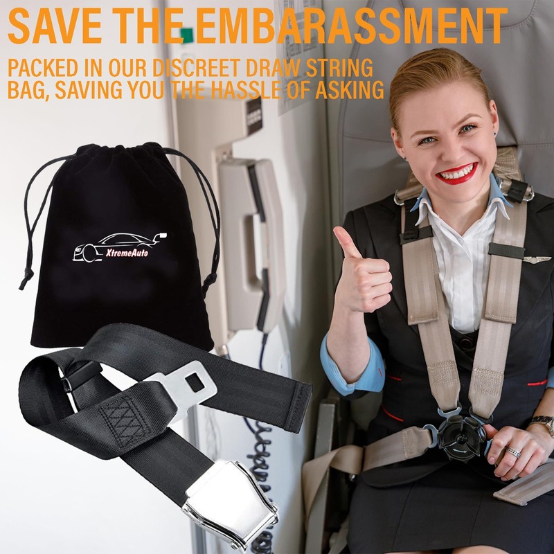 Xtremeauto Airplane Seat Belt Extender - Plane Seatbelt Extension, 6-32