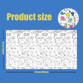 137*274cm Giant Colouring Table Cloth,Coloring Tablecloth for Kids,Paper Tablecloths Ocean Rectangular Table Cover for Parties,Art Coloring Educational Tablecloth Party Supplies for Boys Girls