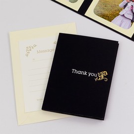Yamadaya Display Mat Paper Photo Frame Pocket Mount "Thank You/Ivy" L Size 3.5 x 5.0 inches (89 x 127 mm) 4 Sides Vertical (Black)