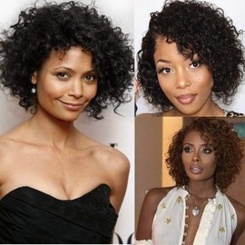 Morichy Short Curly Human Hair Wig 130% Density Human Hair Curly Wig Natural Color Human Hair Wigs for Black Women Afro Kinky Curly