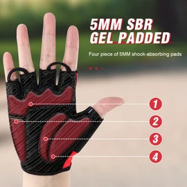 HTZPLOO Bike Gloves Cycling Gloves Biking Gloves for Men Women with Anti-Slip Shock-Absorbing Pad,Light Weight,Nice Fit,Half Finger Bicycle Gloves (Red, X-Small)