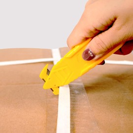 200 Pcs Safety Knife Box Cutter T TOVIA Utility Cutter and Package Opener with Recessed Concealed Stainless Steel Blade for Household, Warehouse, Workshop