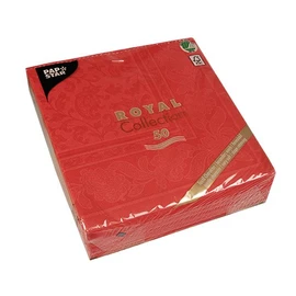 50 Premium Servietten "ROYAL Collection" 1/4-Falz 40 cm x 40 cm rot "Ornaments" hochwertig