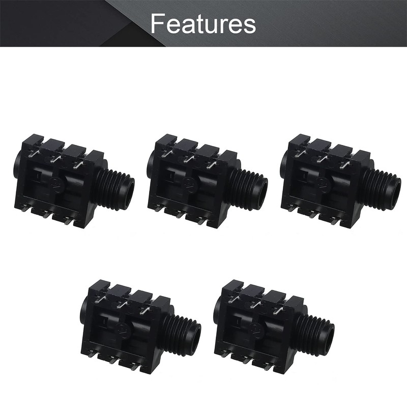 Fielect 2Pcs PCB Mount 6.35mm 6 Pin Socket Headphone Stereo