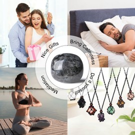 YATOJUZI YATOJUZI 1PCS Black Labradorite Stone 1.6"-2" Natural Crystals and Healing Stones Crystal Palm Polished Worry Stones Rocks Gemstones for Meditation Chakra Balancing Gifts for Women Men