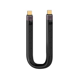 RIIEYOCA USB C Black Flat Short Cable, 100 Watt PD Fast Charging Cable, 40Gbps Transfer Rate 8K Ultra HD Transmission Type C Cable, Flat Flexible Cable for Phones, Tablets. (13.8cm), male to male