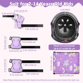 Kqpoinw Adjustable Kids Bike Helmet Set with Knee, Elbow and Wrist Pads, Toddler Helmet for Ages 3-5-8-14 Boys Girls, Protective Gear Set for Ages 3-14 Kids & Youth, for Bikes Skateboards Rollerskates