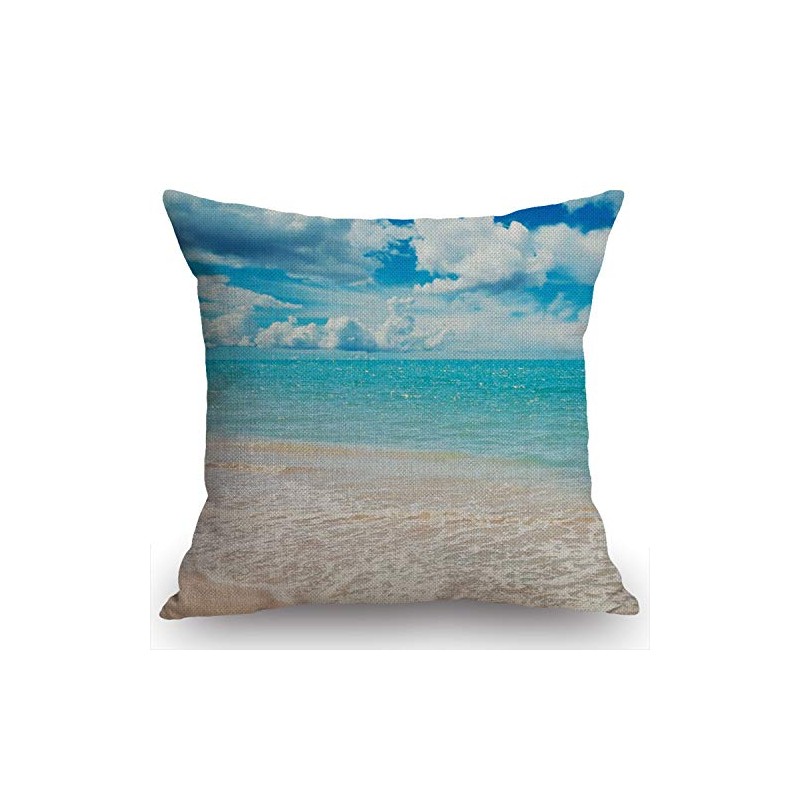 Swono Beaches Sunny Day Cotton Linen Throw Pillow Case Home