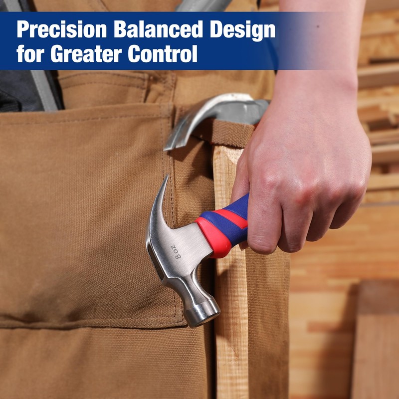 WORKPRO 8 oz Claw Hammer with Fiberglass Handle, All Purpose