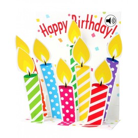 Up With Paper Pop-Up Sight 'N Sound Greeting Card - Birthday Candles, multi colored