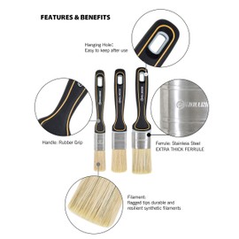 ROLLINGDOG Chalk Paint Brush - Wax Brushes for Chalk Painting,Chalk Paint Brushes for Furniture (Wax Brush 3PC)