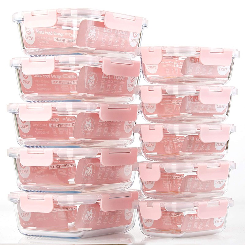 C CREST [10 Pack] Glass Meal Prep Containers, Food Storage