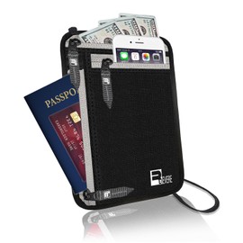 RFID Travel Neck Wallet/Passport Holder. Safe Traveller, Hidden Money Pouch