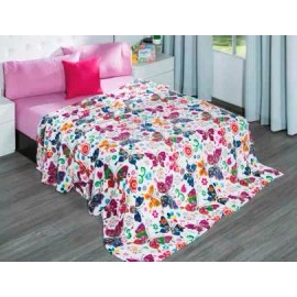 Elefantito Cobertor Matrimonial Ligero Mariposas Colores Calido Y Suave