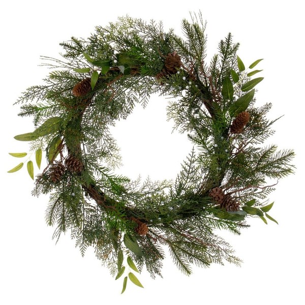 Vickerman 24" Cedar Pine Cone Twig Artificial Christmas Wreath, Unlit,