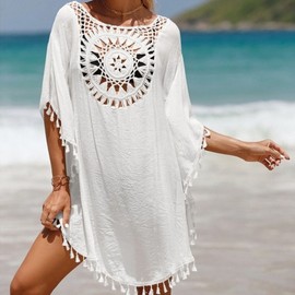 White Plus Size Beach Cover-up Dress / Resort Wear White