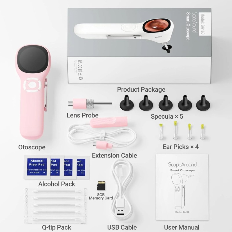 ScopeAround 3.9mm Otoscope 720p HD Smart Visual Ear Scope Camera
