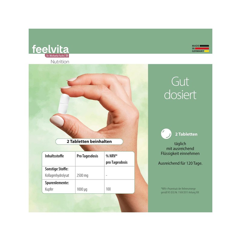 Feelvita Nutrition Kollagen Beauty Tabletten 2-Monatsvorrat (120 Tabletten)