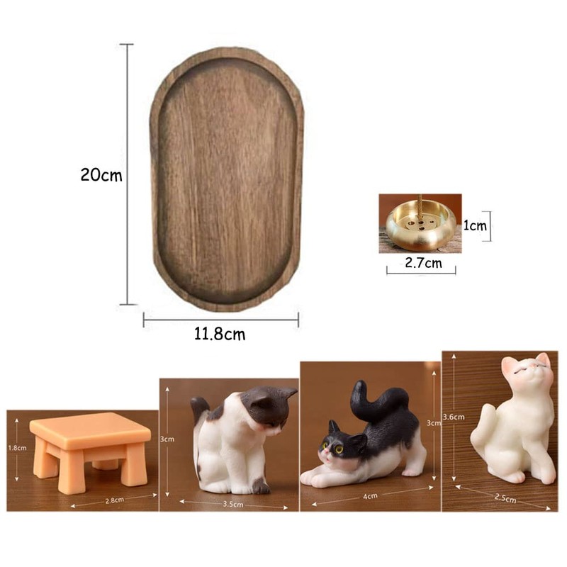 Bombinate Incense Holder Cat Wooden Plate Plate Cute Japanese Beech